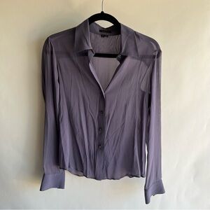Theory Silk Blouse Long Sleeve Dusty Purple Collared Sz Med Women’s EUC